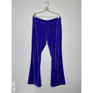 Vintage Adidas Purple Velour Track Pants L Lounge Three Stripes Retro Y2K Flare